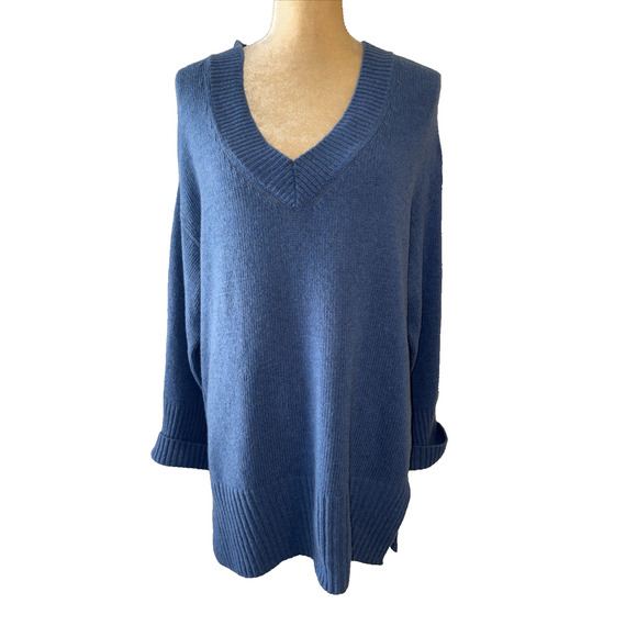 Nobili Vanessa Blue Recycled Cashmere Sweater In GRAFFITE Size L - Picture 1 of 13
